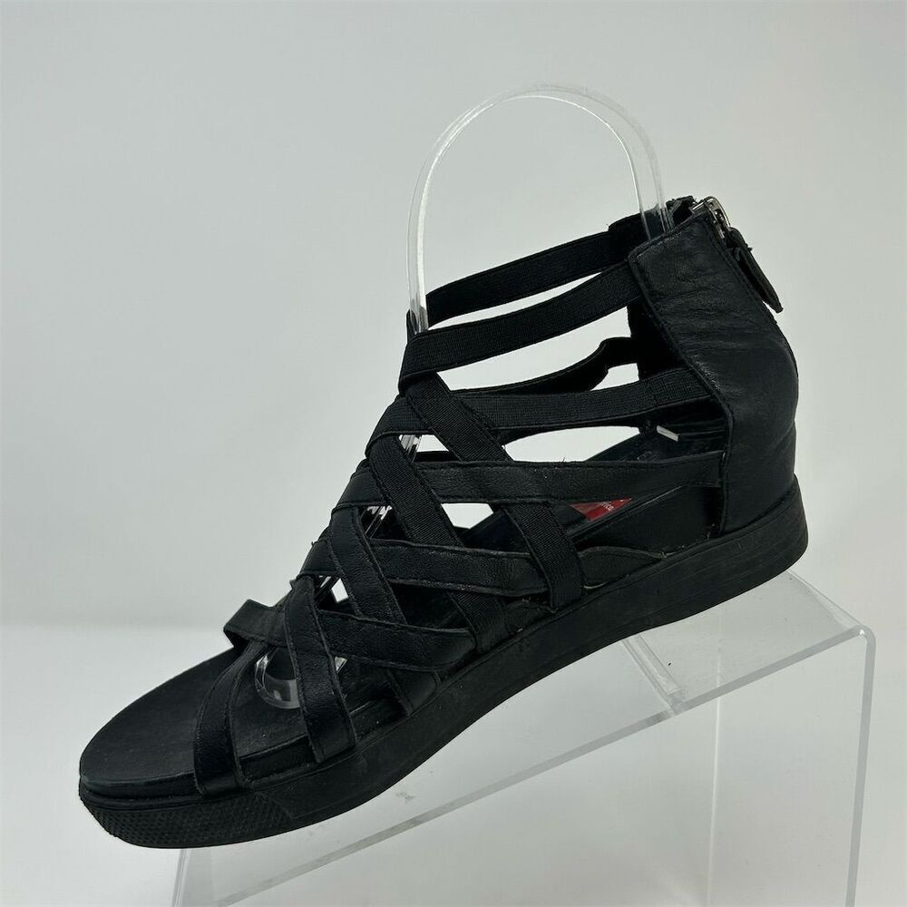 Eileen Fisher Women's Black Gladiator Sandals Size 7 Summer Casual Back Zipper - Picture 3 of 11